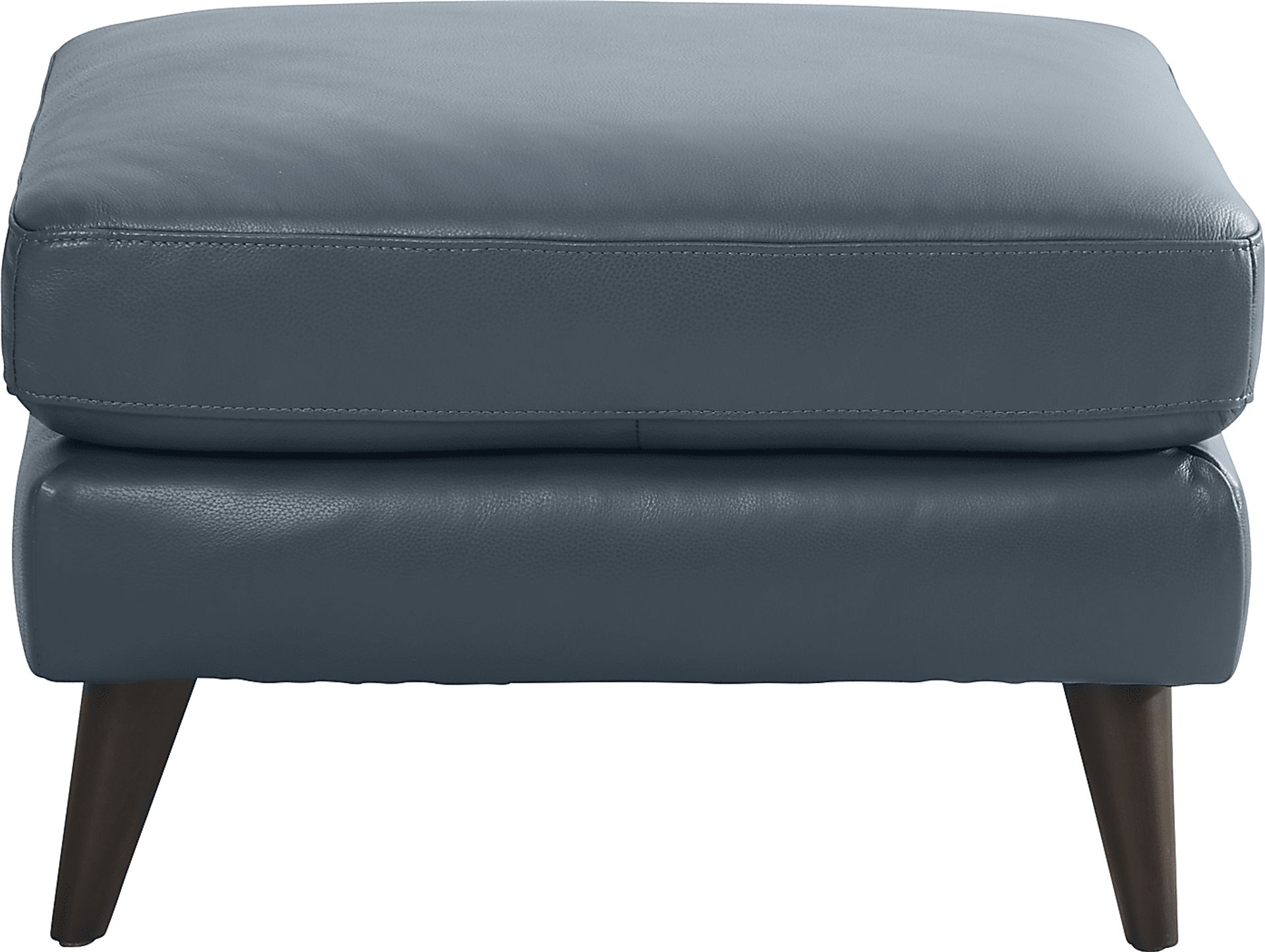 San Salerno Blue Leather Ottoman - Image 2