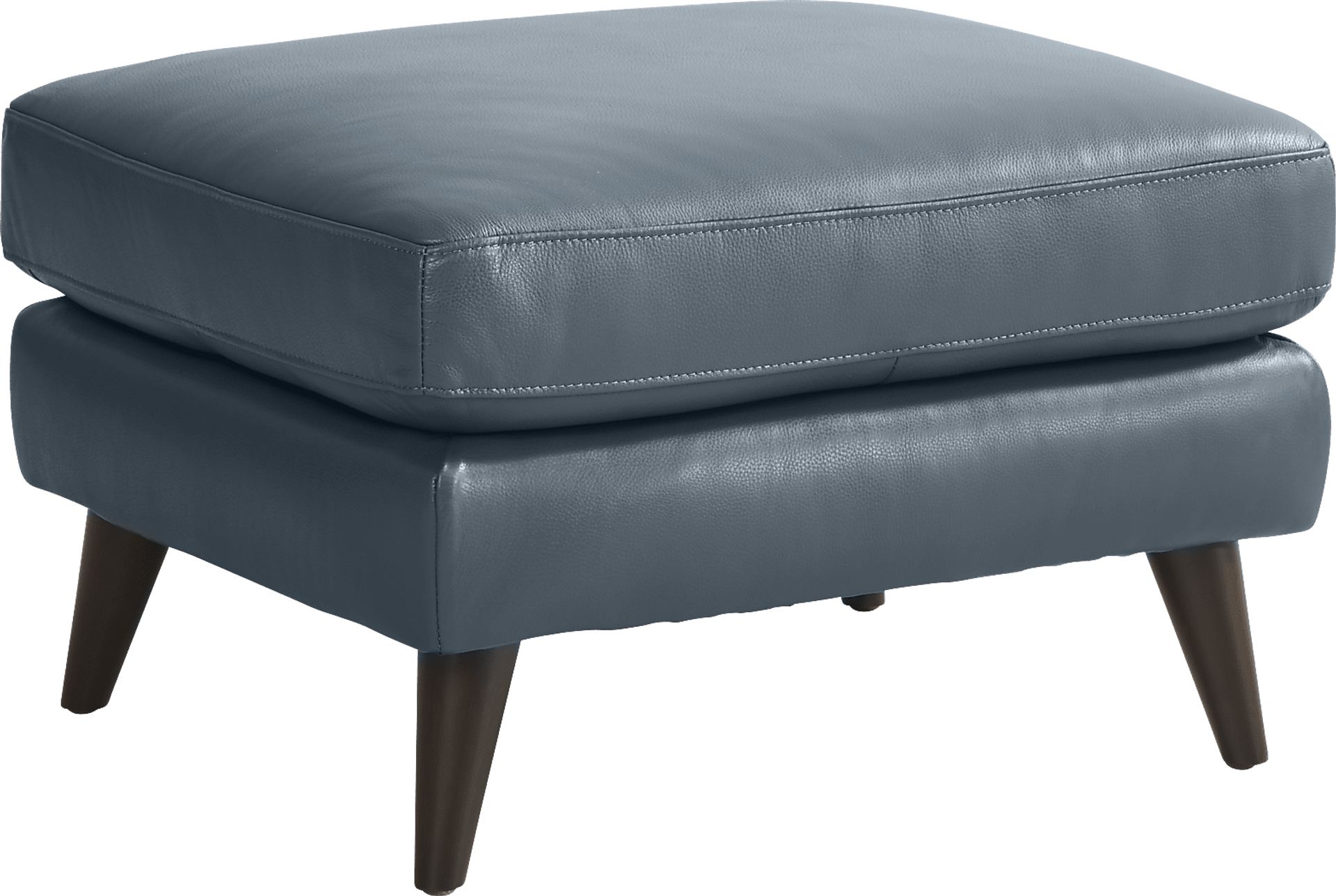 San Salerno Blue Leather Ottoman - Image 1