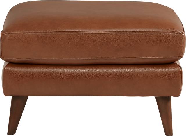 Cindy Crawford Home San Salerno Saddle Leather Ottoman - Thumbnail - Image 2