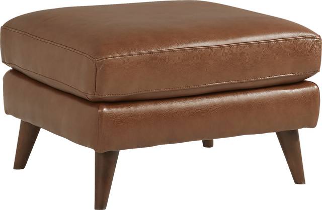 Cindy Crawford Home San Salerno Saddle Leather Ottoman - Thumbnail - Image 1