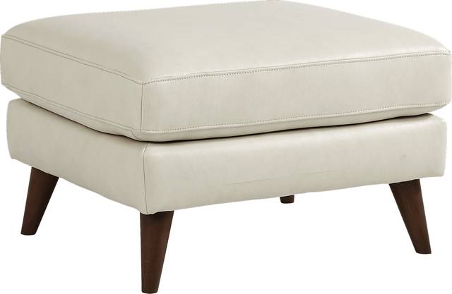 Cindy Crawford Home San Salerno Stone Leather Ottoman - Thumbnail - Image 1