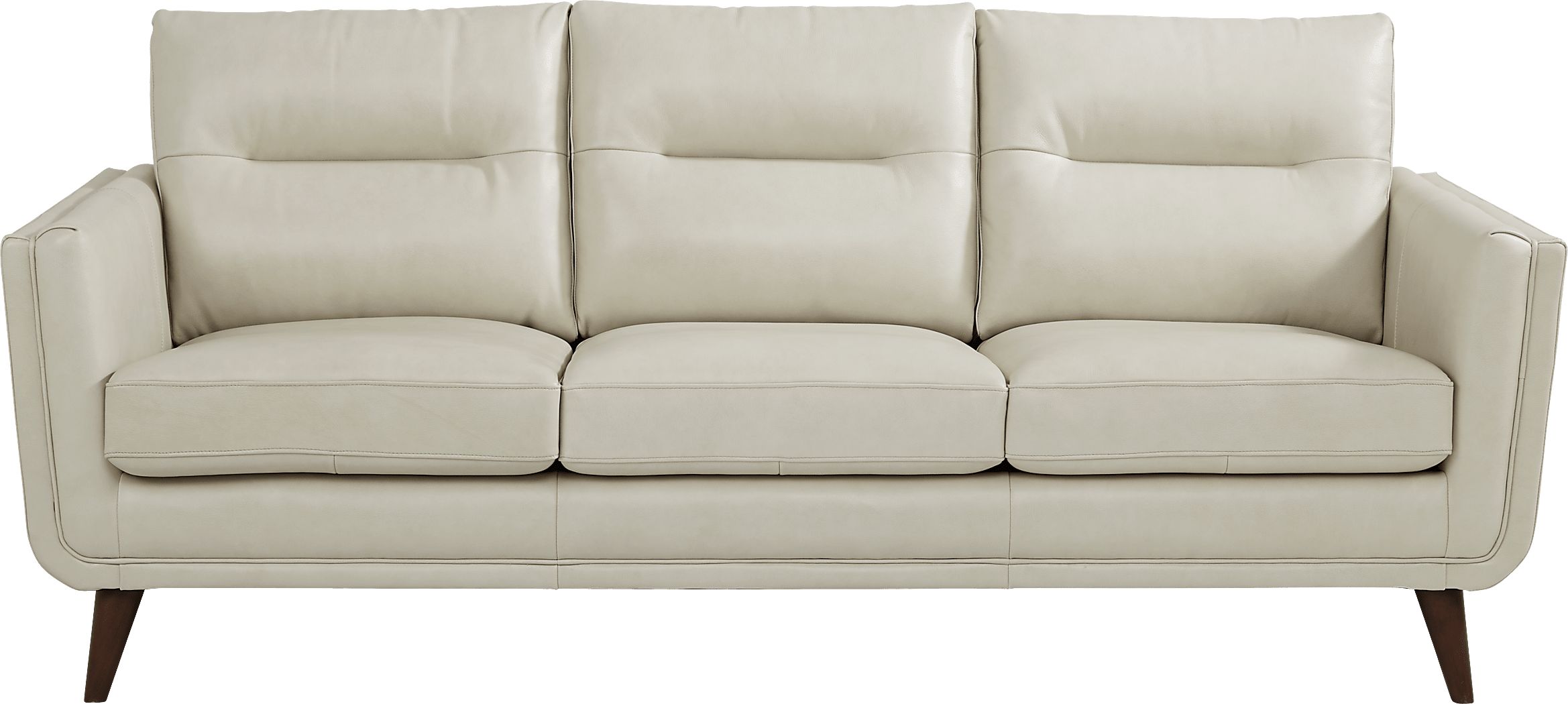 Cindy Crawford San Salerno Stone Beige Leather Sofa Rooms to Go