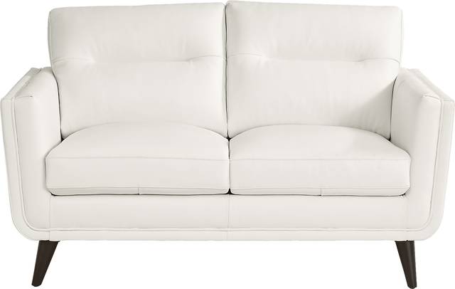 San Salerno White Leather Loveseat - Thumbnail - Image 1