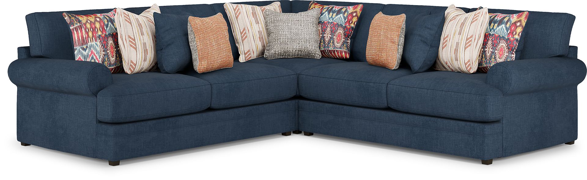 Cindy Crawford Home Scottsdale Ridge Navy 3 Pc Sectional - Image 1