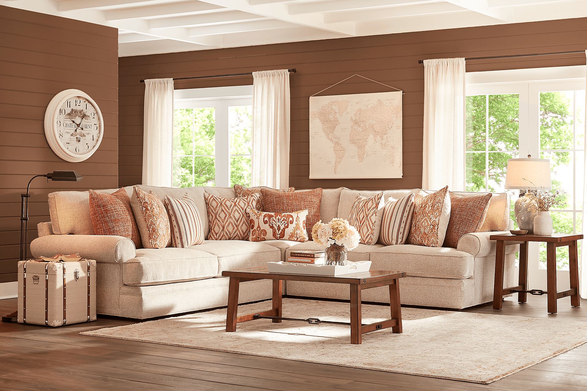 Cindy Crawford Home Scottsdale Square Beige 6 Pc Sectional Living Room - Image 1