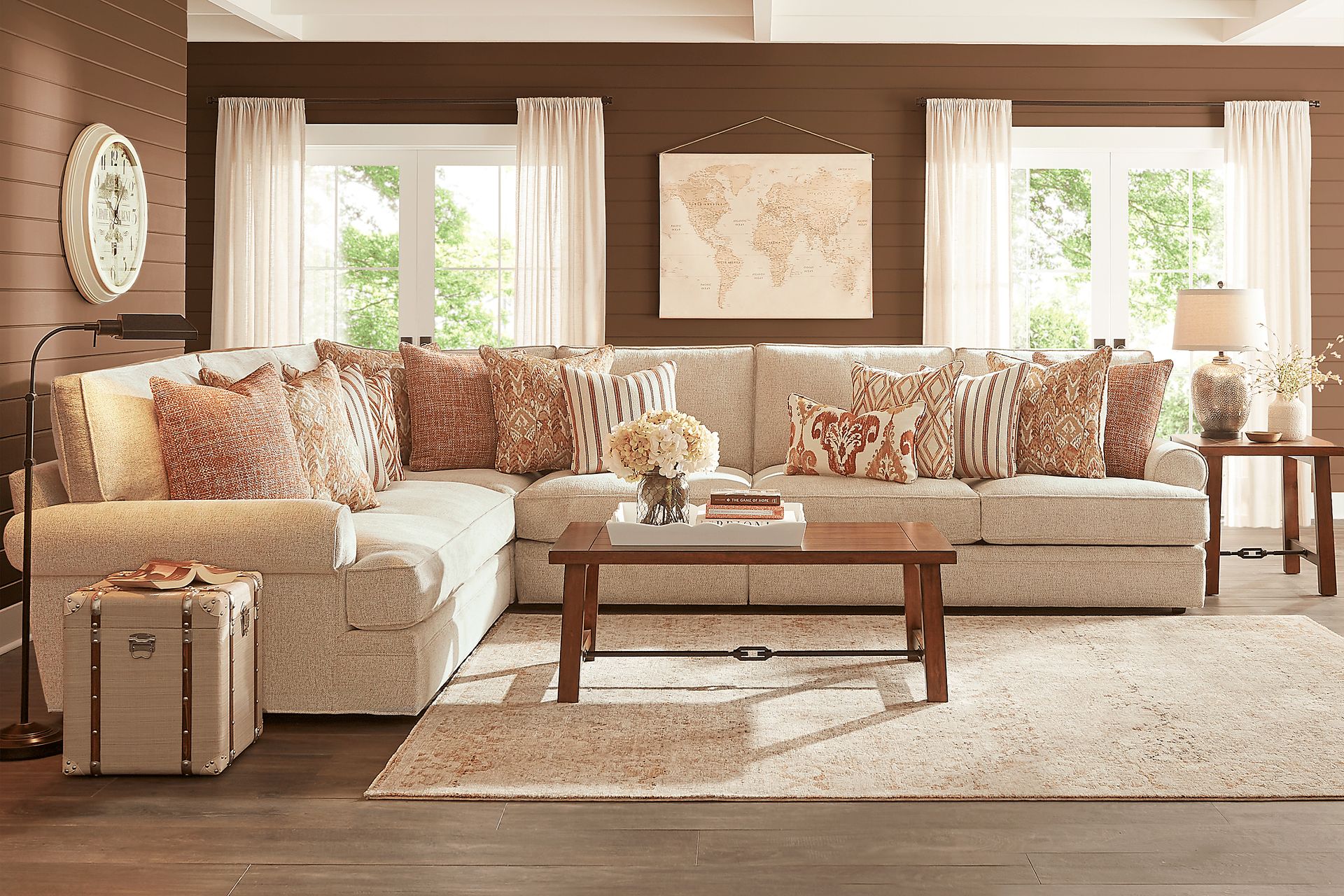 Cindy Crawford Home Scottsdale Square Beige 7 Pc Sectional Living Room - Image 1