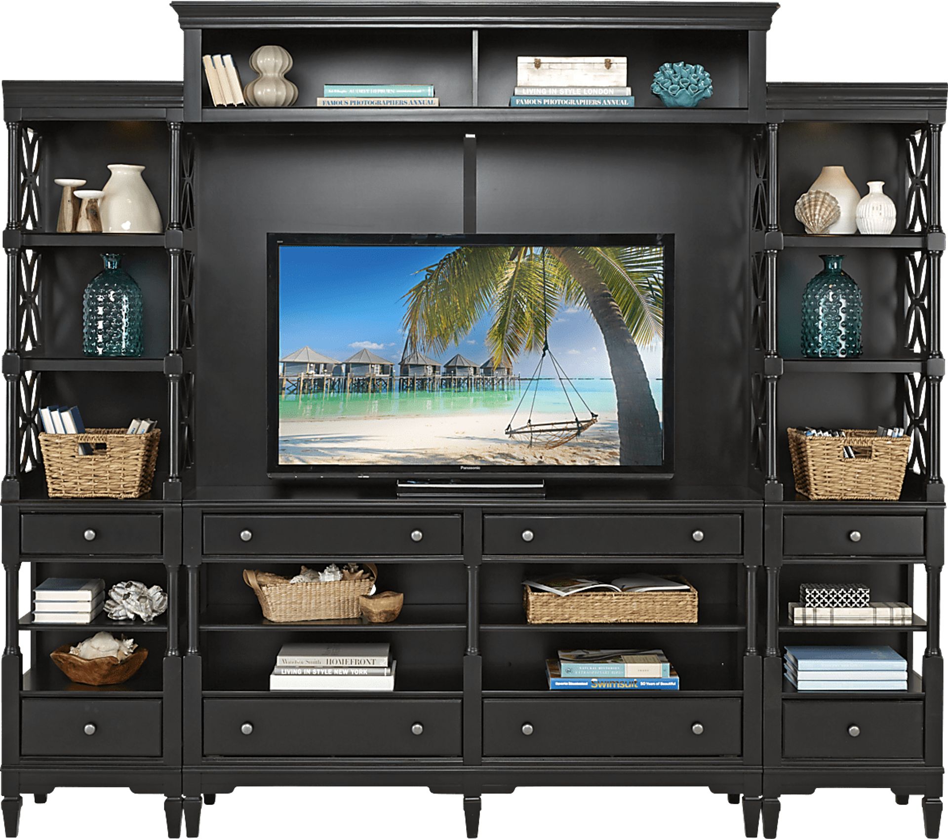 Cindy Crawford Home Seaside Black 5 Pc Wall Unit - Image 1