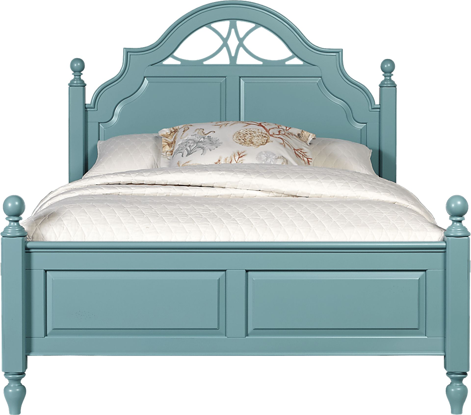 Cindy Crawford Home Seaside Blue/Green 3 Pc King Low Poster Bed - Image 1