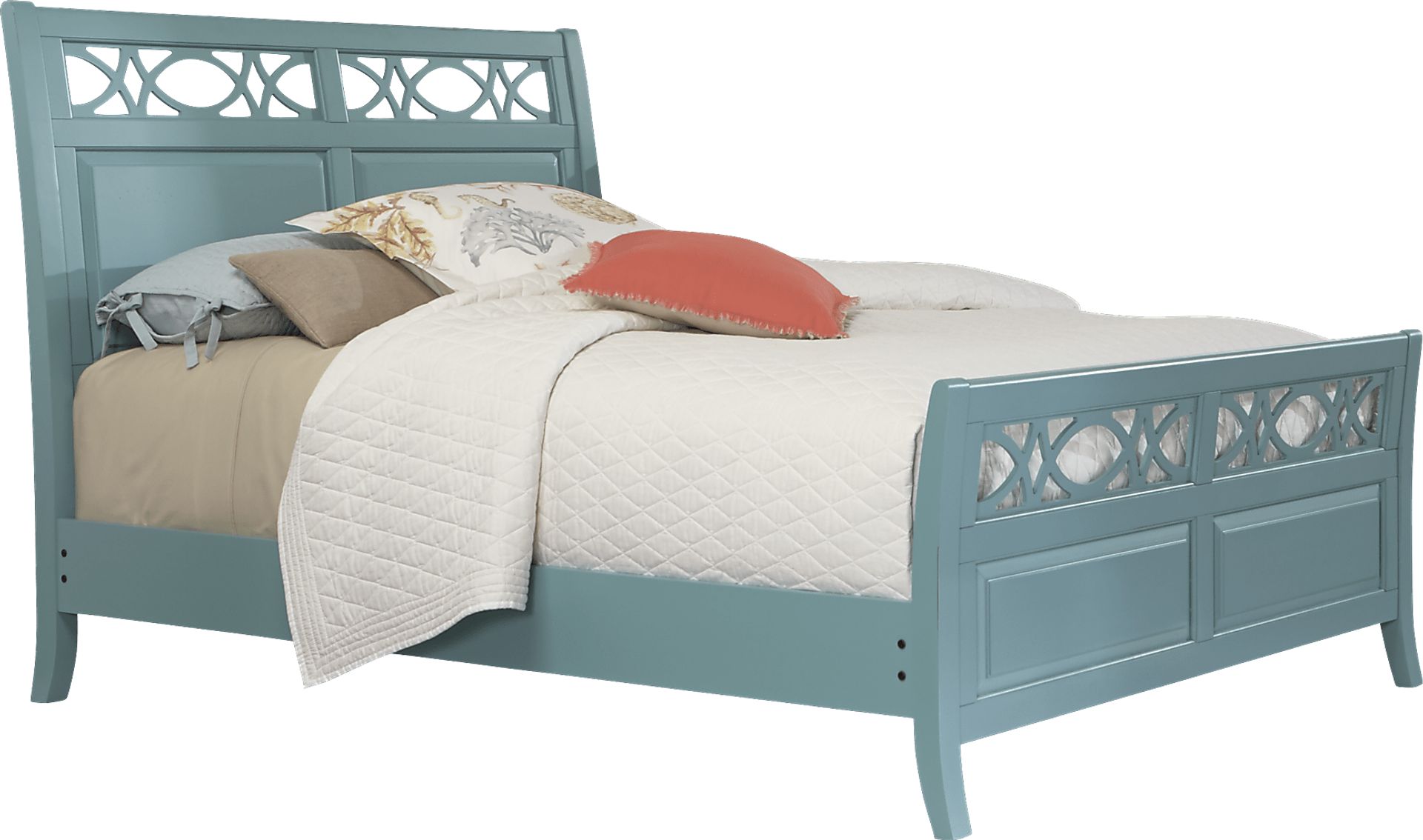 Cindy Crawford Home Seaside Blue/Green 3 Pc Queen Sleigh Bed - Image 1