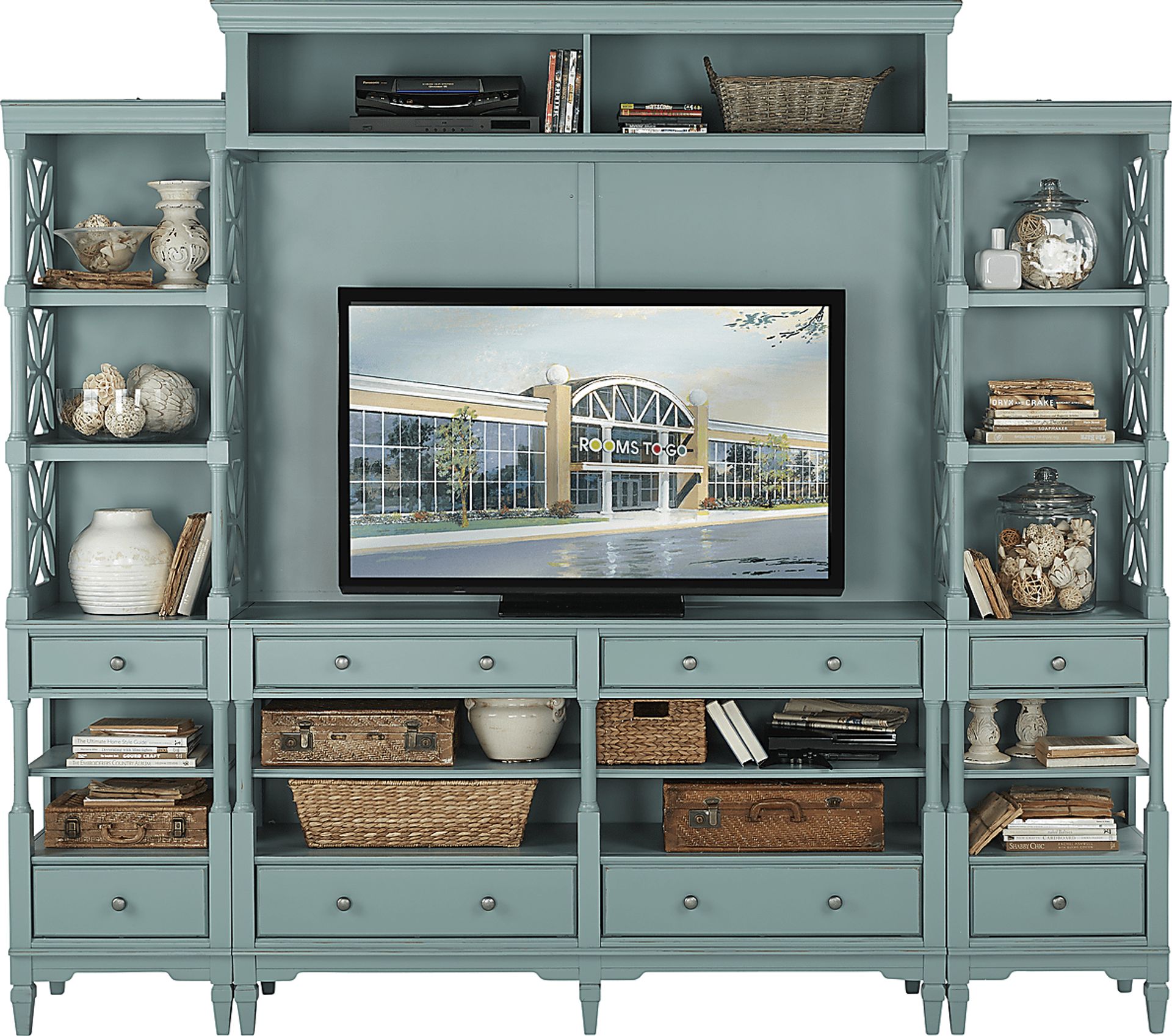 Cindy Crawford Home Seaside Blue/Green 5 Pc Wall Unit - Image 1