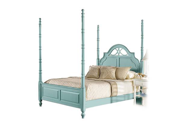 Cindy Crawford Home Seaside Green 4 Pc King Poster Bed - Thumbnail - Image 1