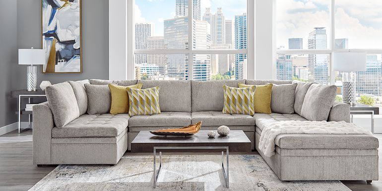 Cindy Crawford Home Sheridan Square Gray 3 Pc Sleeper Sectional