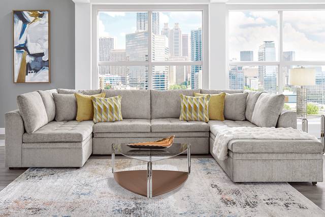 Sheridan Square Gray 6 Pc Sleeper Sectional Living Room - Thumbnail - Image 1