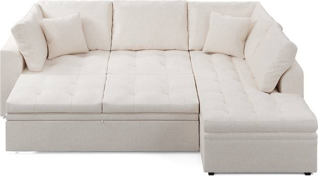 Sheridan Square Off-White 4 Pc Sleeper Sectional Living Room - Thumbnail - Image 7
