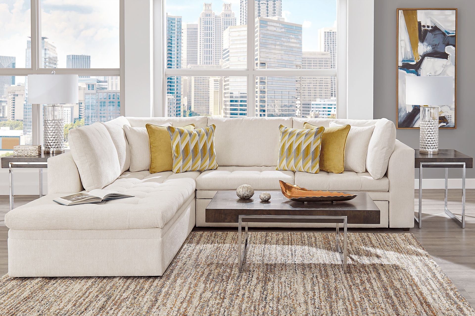 Sheridan Square Off-White 2 Pc Sleeper Sectional - Image 2