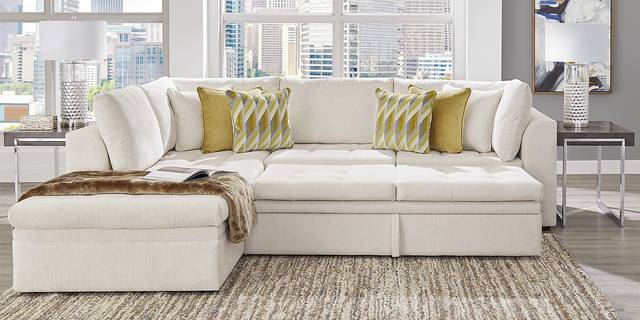 Sheridan Square Off-White 5 Pc Sleeper Sectional Living Room - Thumbnail - Image 2