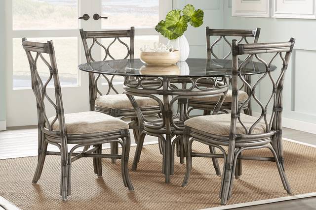 Cindy Crawford Home Shorecrest Gray 48 in. 5 Pc Round Dining Set - Thumbnail - Image 1