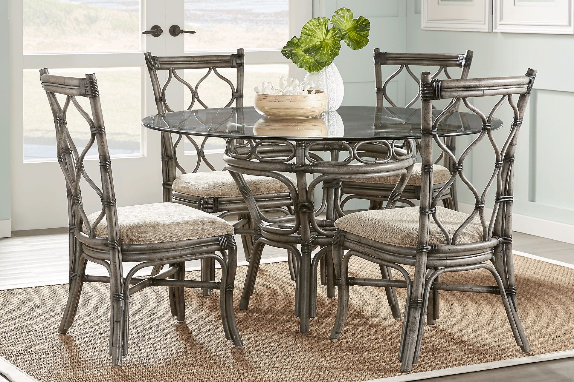 Cindy Crawford Home Shorecrest Gray 48 in. 5 Pc Round Dining Set - Image 1