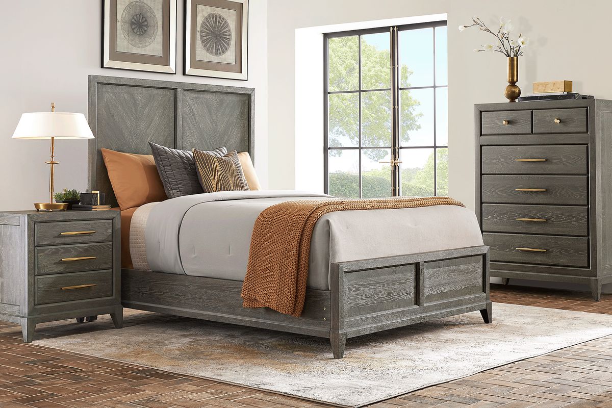 Cindy Crawford Kailey Park 5 Pc Charcoal Gray King Bedroom Set With 3 ...