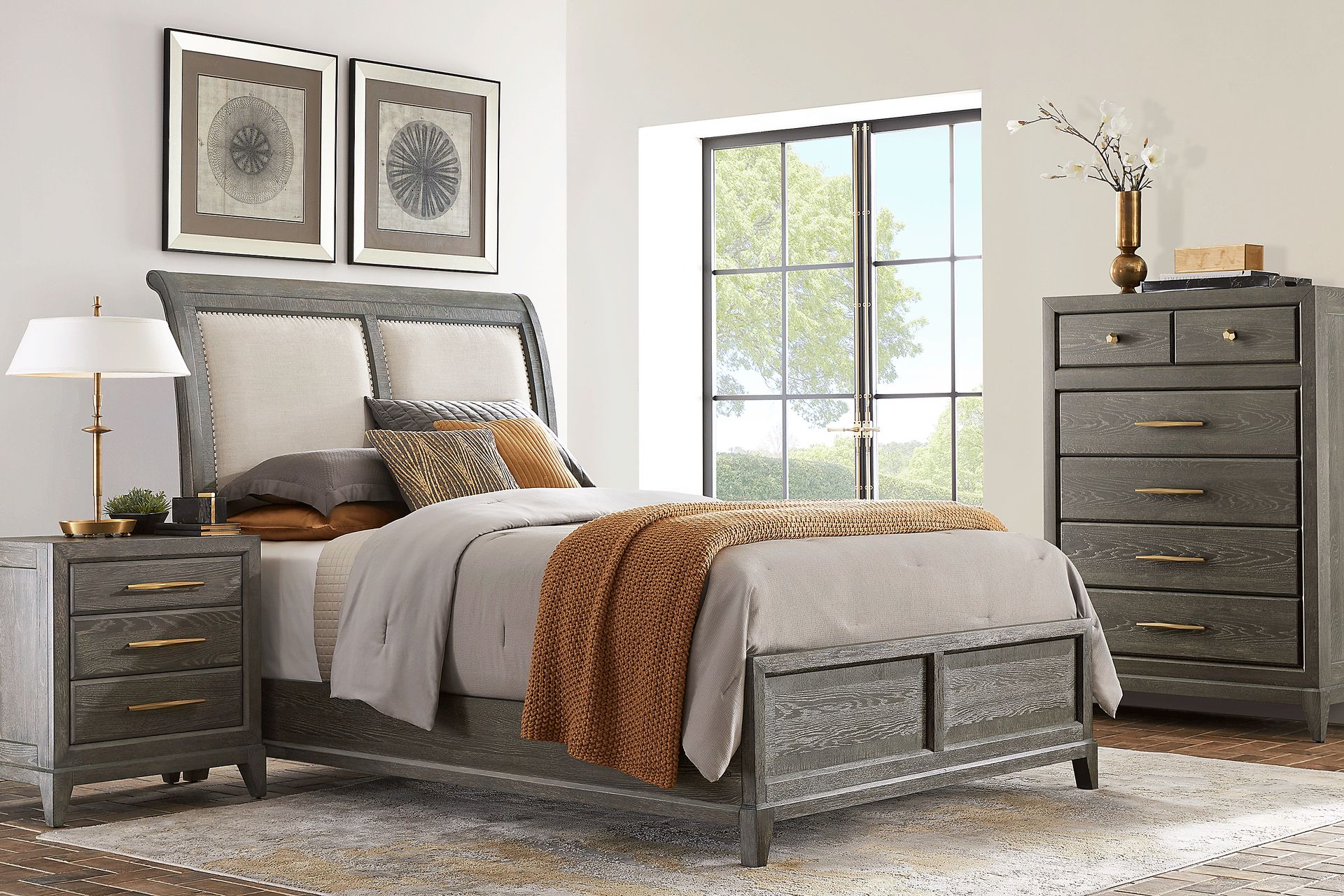 Cindy Crawford Home Kailey Park Charcoal 5 Pc King Sleigh Bedroom - Image 1