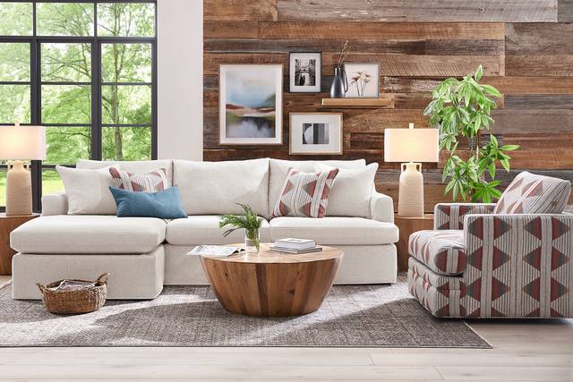 Soho Loft Beige Slipcover 4 Pc Sectional Living Room - Thumbnail - Image 1