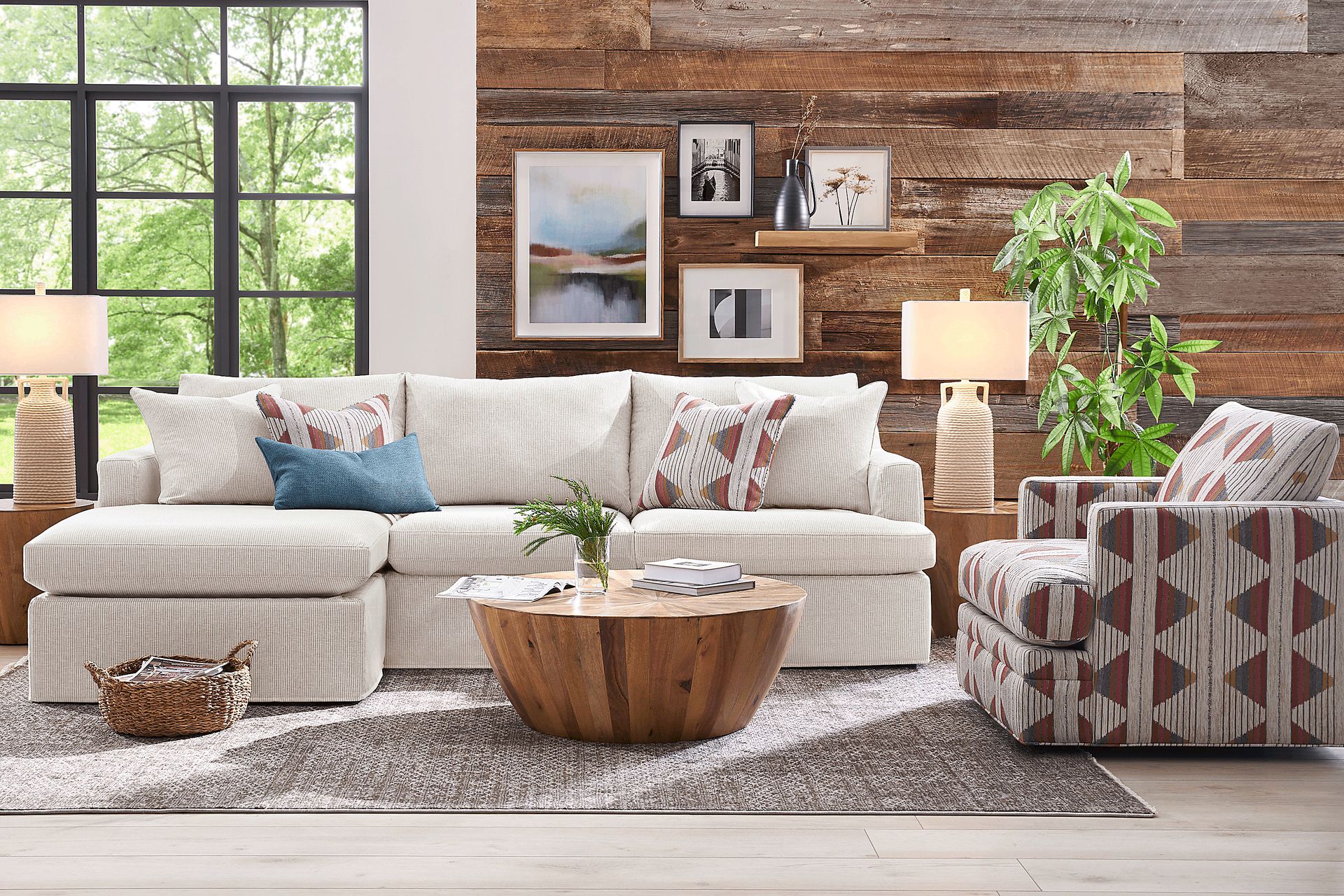 Soho Loft Beige Slipcover 4 Pc Sectional Living Room - Image 1