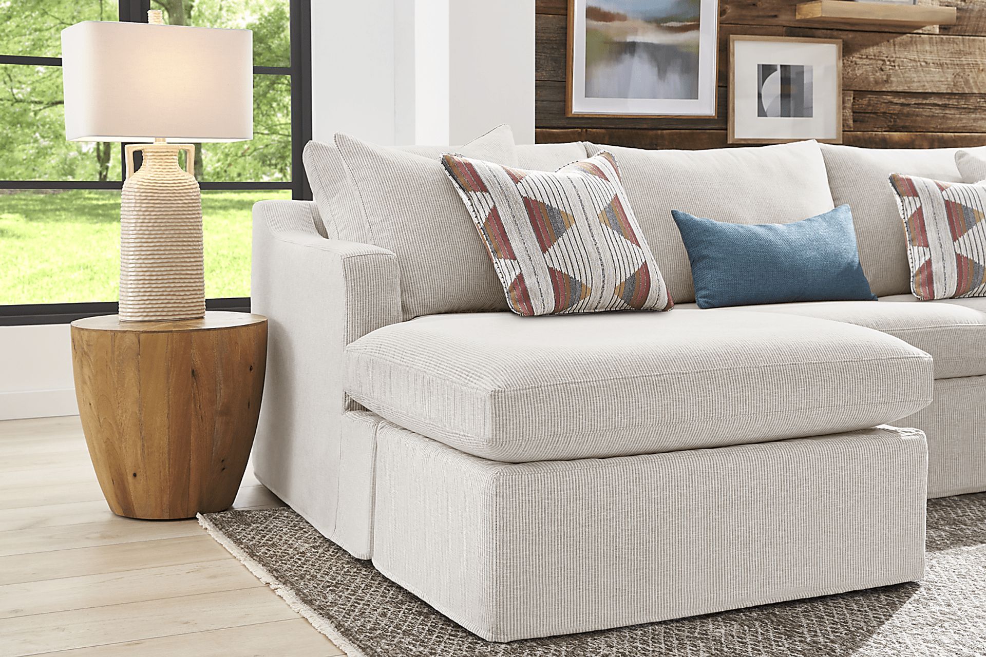 Soho Loft Beige Slipcover Chaise Sofa - Image 3