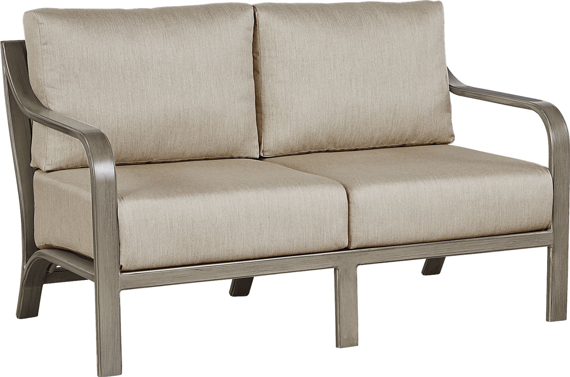 Cindy Crawford Home St. Lucia Champagne Outdoor Loveseat with Mushroom Cushions - Image 2