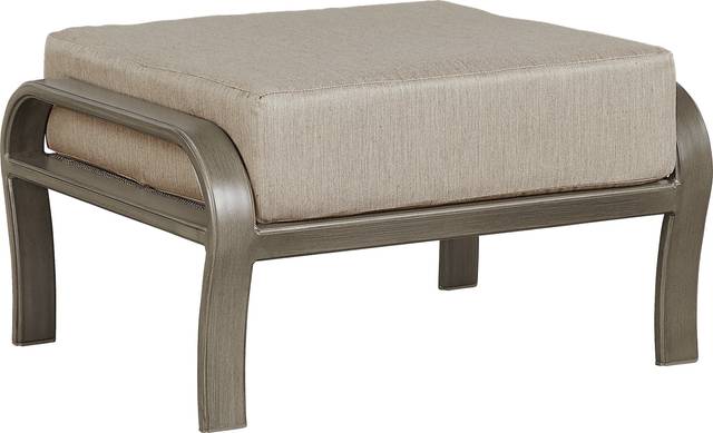 Cindy Crawford Home St. Lucia Champagne Outdoor Ottoman with Mushroom Cushion - Thumbnail - Image 1
