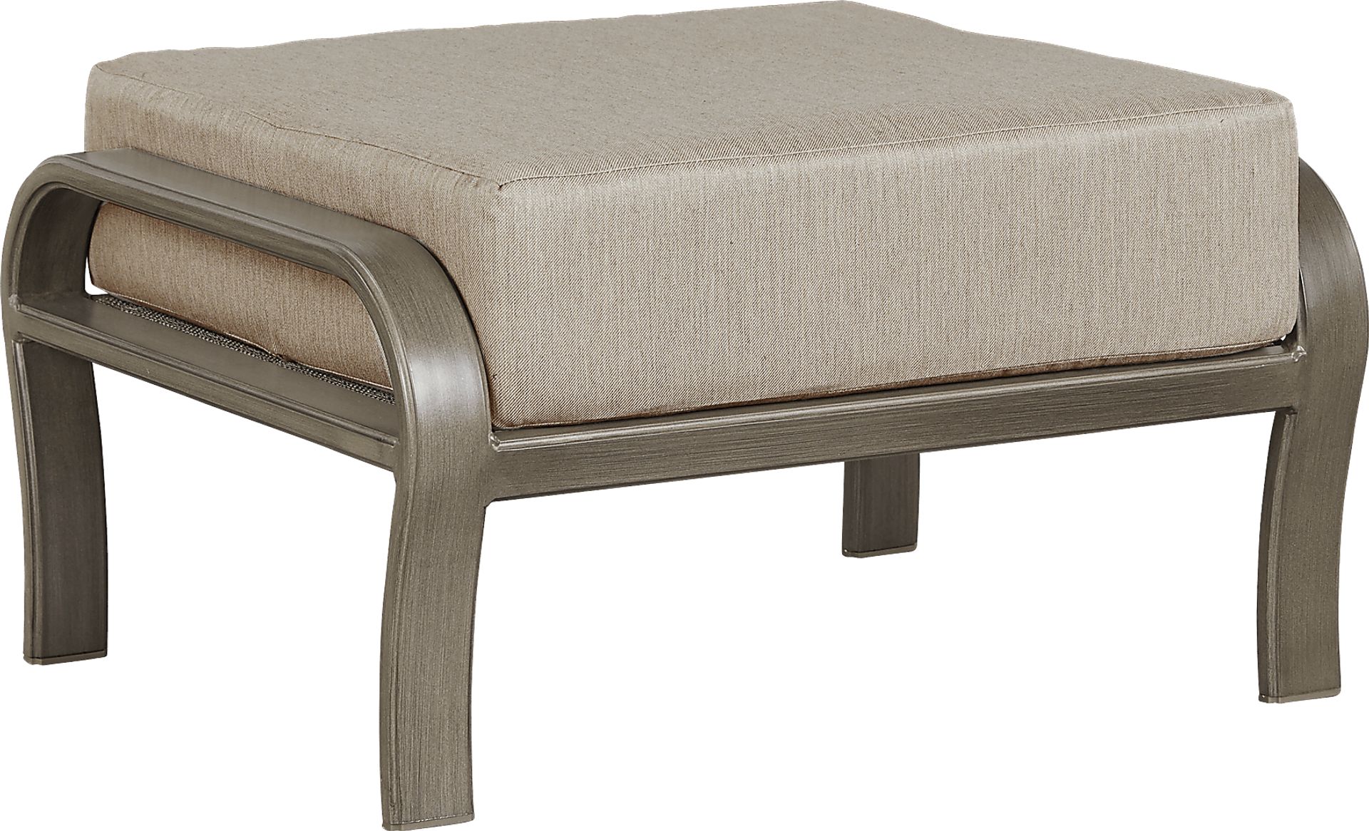 Cindy Crawford Home St. Lucia Champagne Outdoor Ottoman with Mushroom Cushion - Image 1