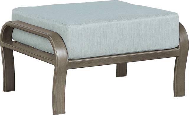 Cindy Crawford Home St. Lucia Champagne Outdoor Ottoman with Seafoam Cushion - Thumbnail - Image 1