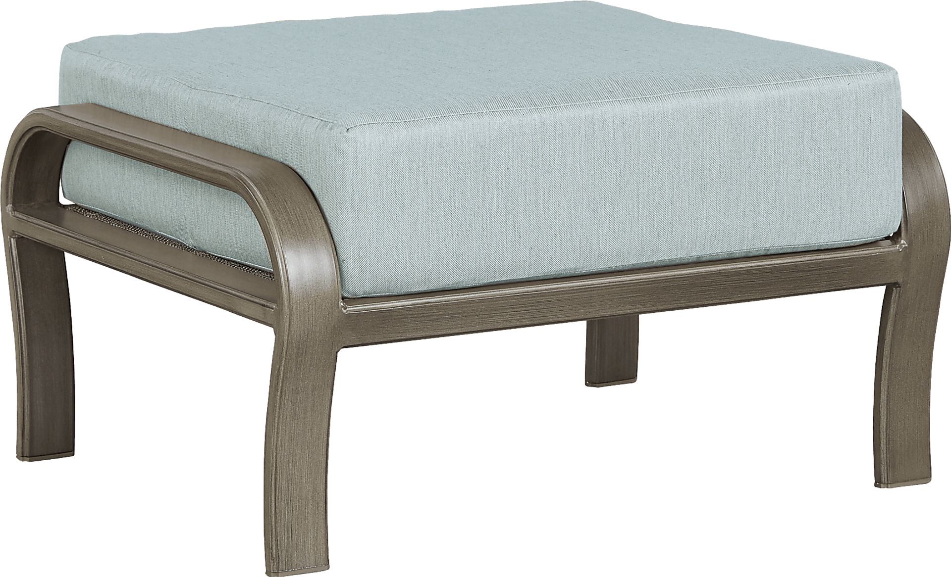 Cindy Crawford Home St. Lucia Champagne Outdoor Ottoman with Seafoam Cushion - Image 1