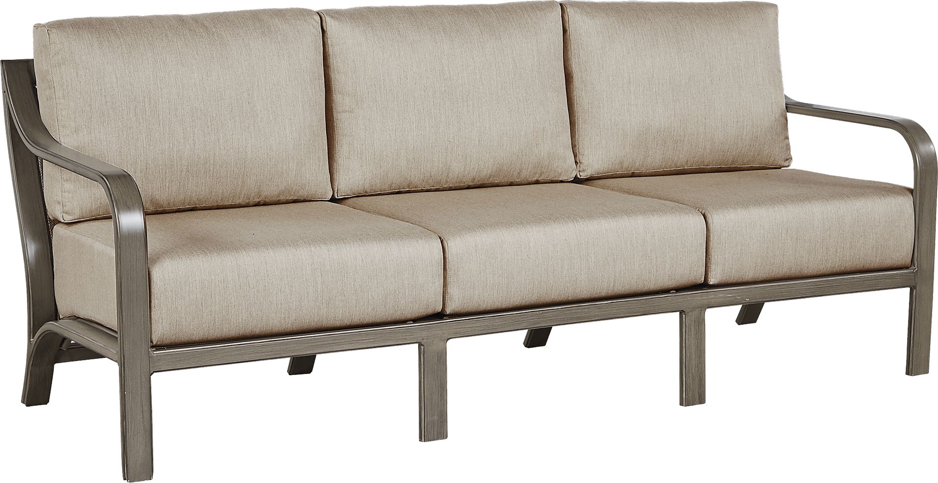 Cindy Crawford Home St. Lucia Champagne Outdoor Sofa with Mushroom Cushions - Image 2