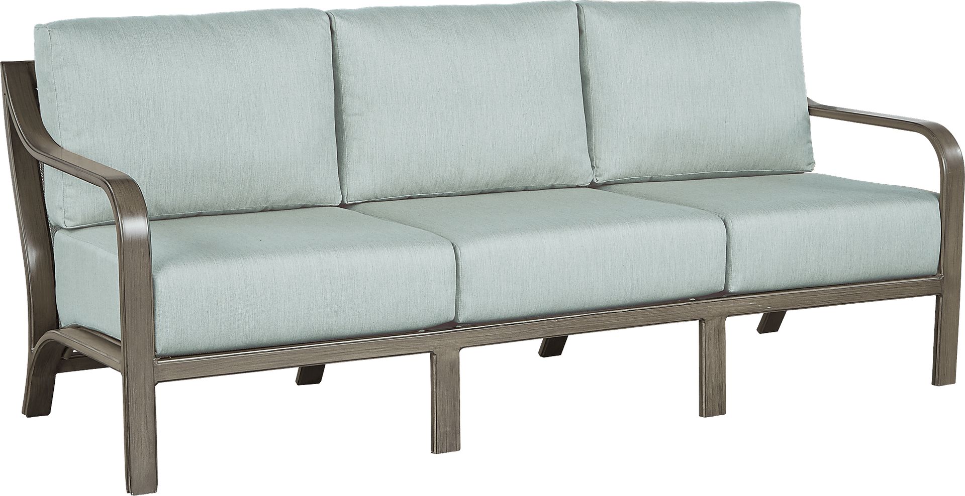 Cindy Crawford Home St. Lucia Champagne Outdoor Sofa with Seafoam Cushions - Image 2