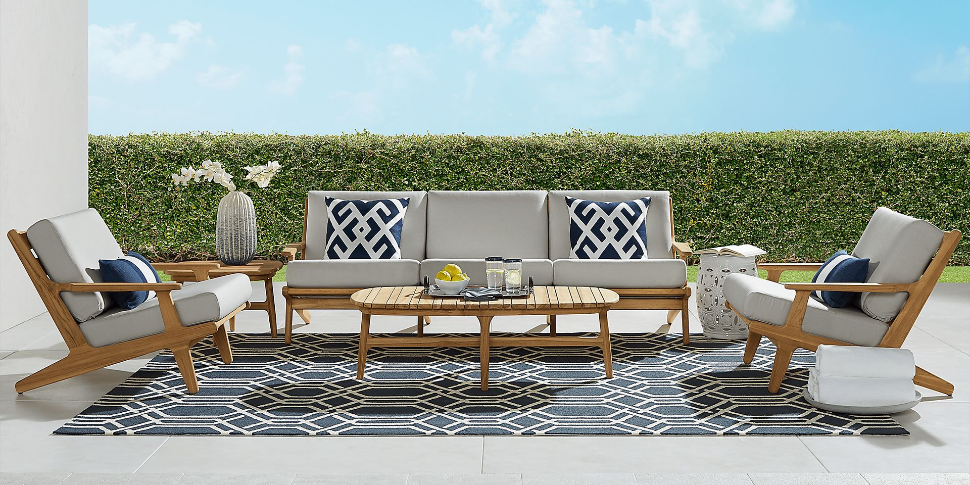 Cindy Crawford Home Sydney Teak Tan Outdoor Cocktail Table - Image 2