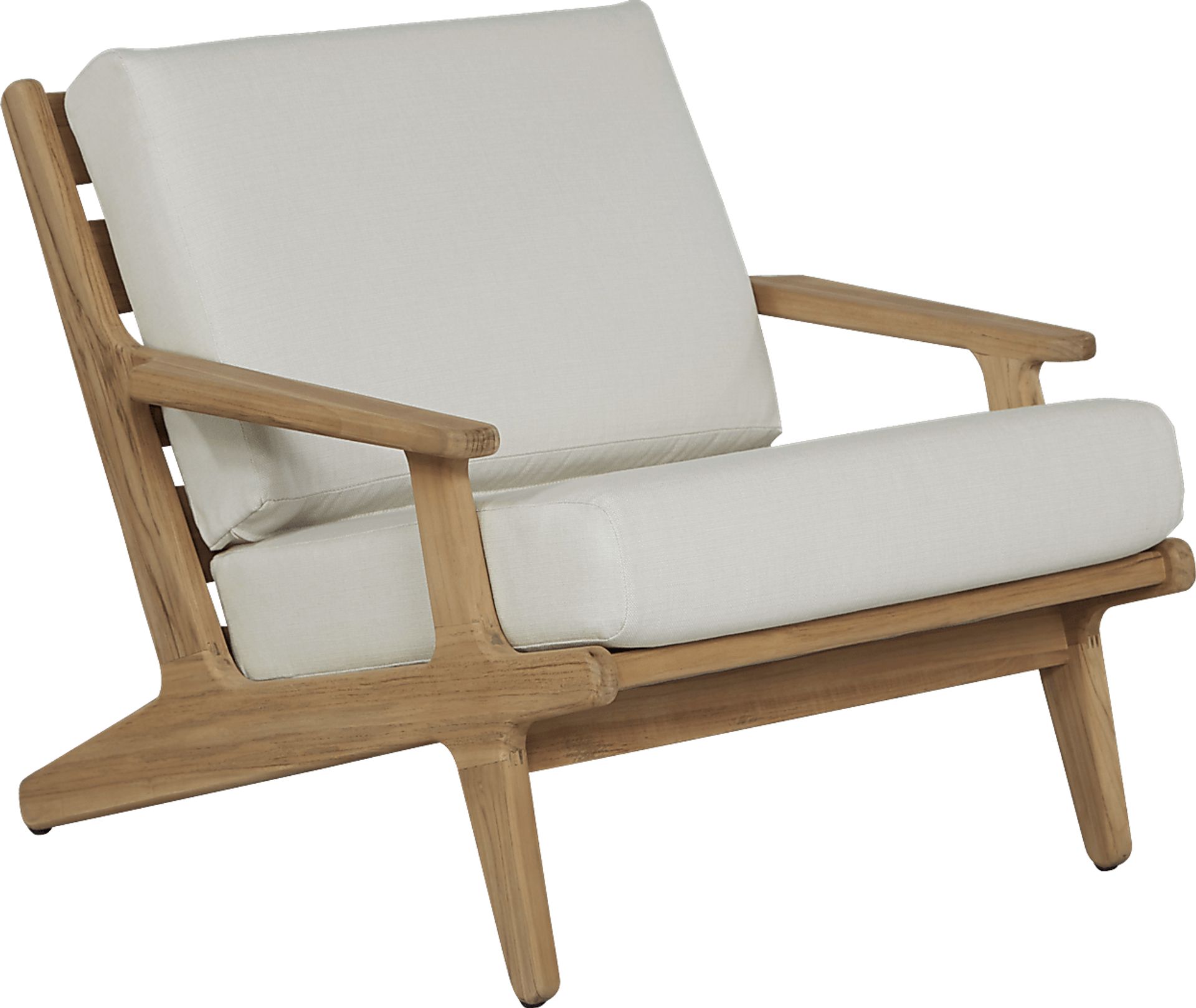 Cindy Crawford Home Sydney Teak Outdoor Chair with White Sand Cushions - Image 1
