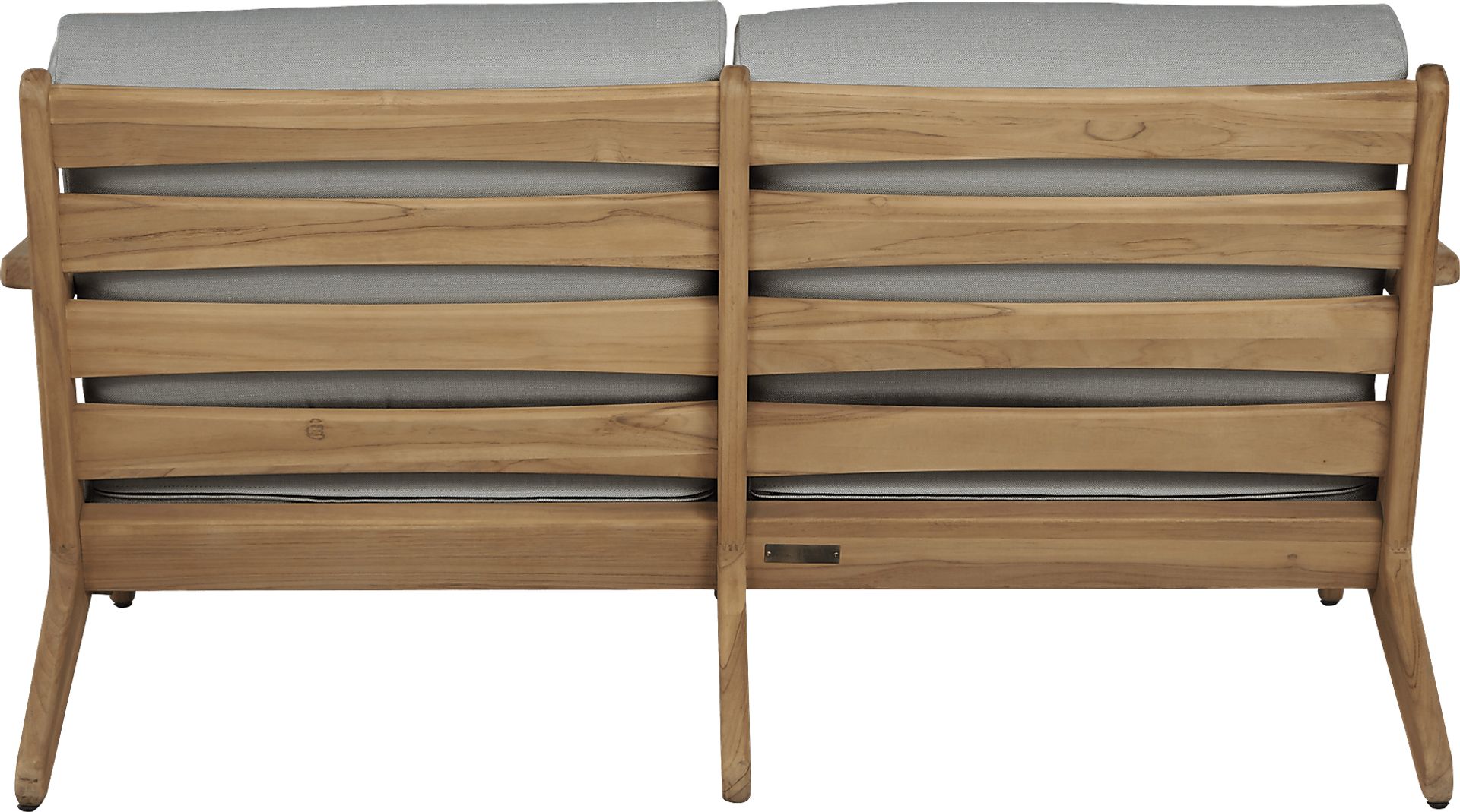 Cindy Crawford Home Sydney Teak Outdoor Loveseat with Pewter Cushions - Image 2