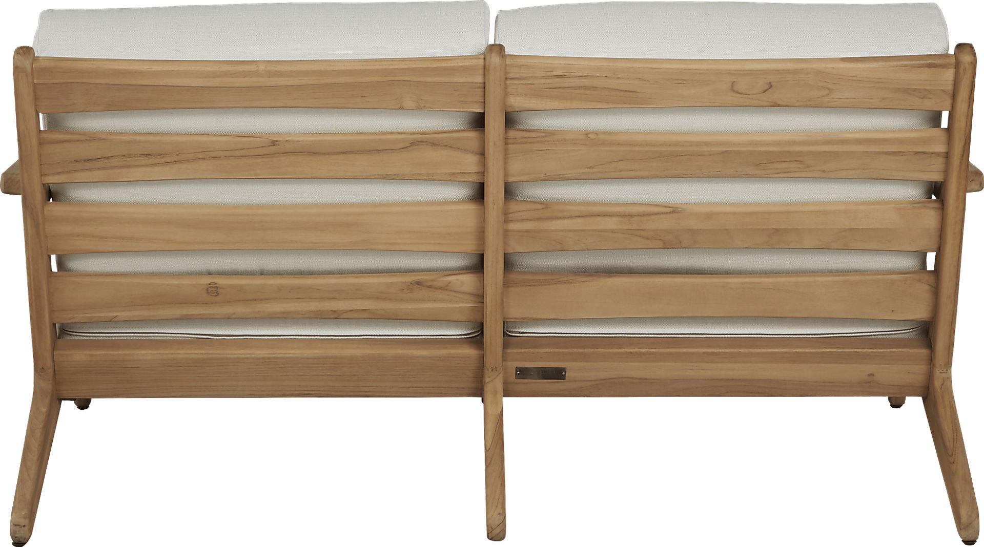 Cindy Crawford Home Sydney Teak Outdoor Loveseat with White Sand Cushions - Image 2