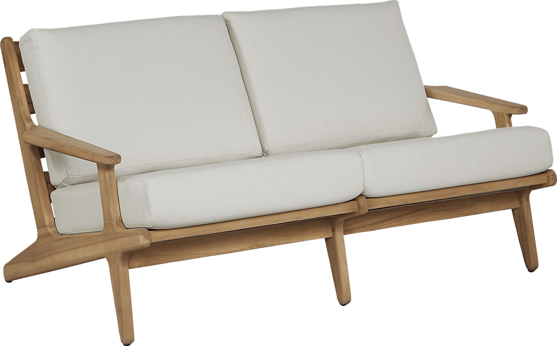 Cindy Crawford Home Sydney Teak Outdoor Loveseat with White Sand Cushions - Image 3