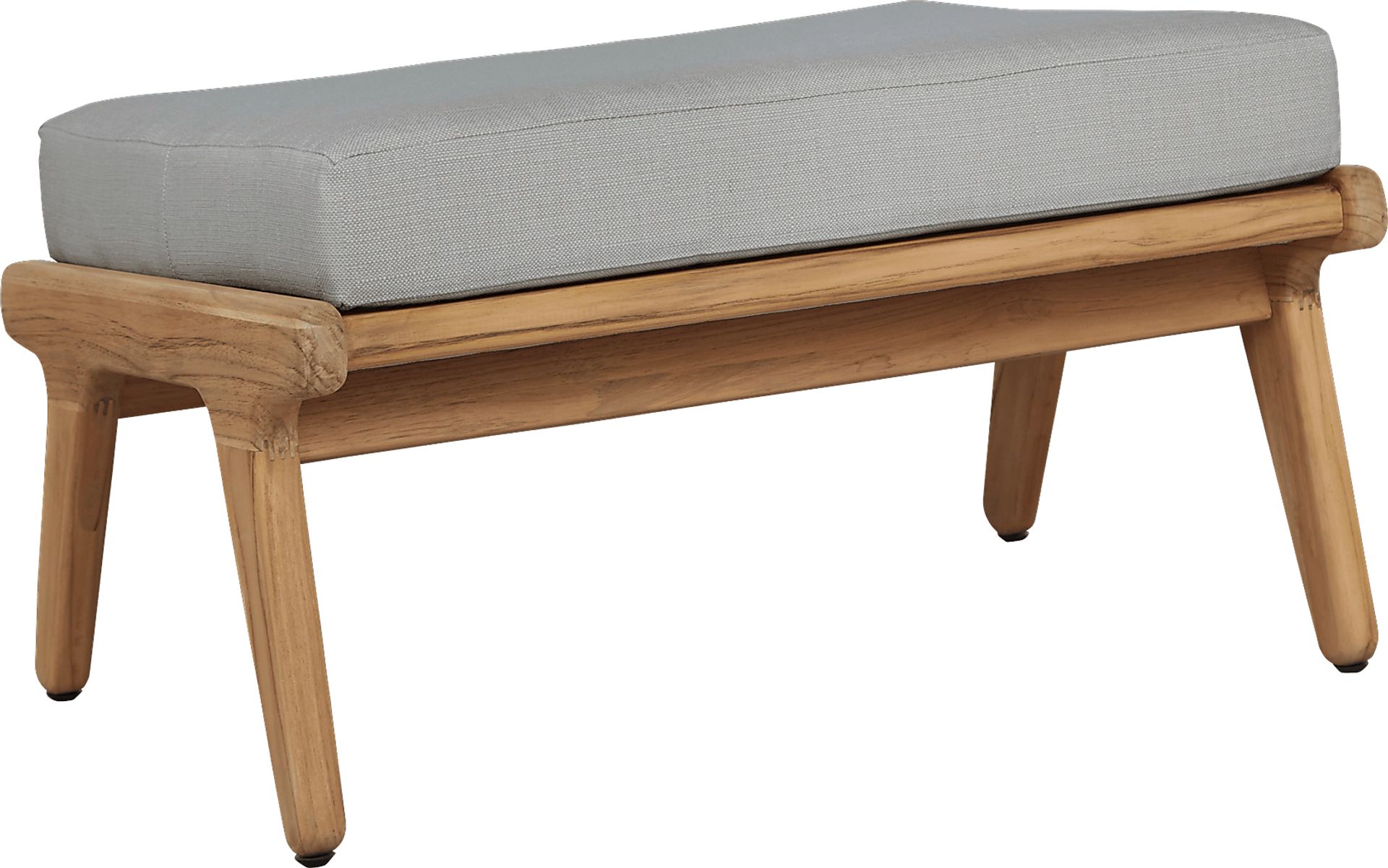 Cindy Crawford Home Sydney Teak Outdoor Ottoman with Pewter Cushion - Image 1