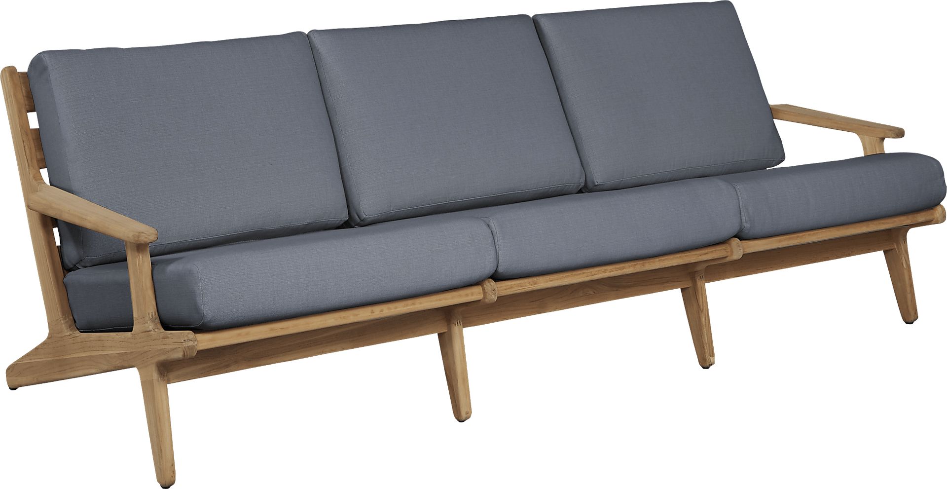 Cindy Crawford Home Sydney Teak Outdoor Sofa with Denim Cushions - Image 3