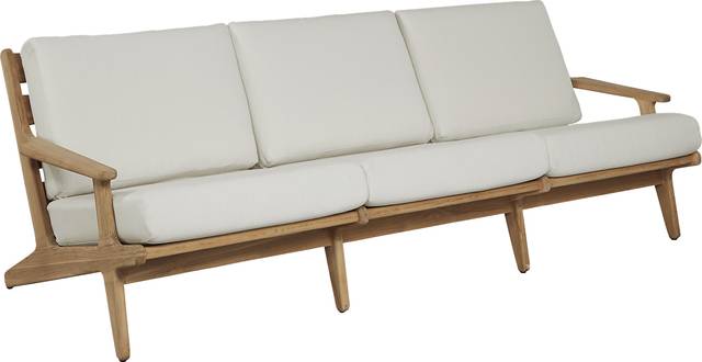 Cindy Crawford Home Sydney Teak Outdoor Sofa with Sand Cushions - Thumbnail - Image 3