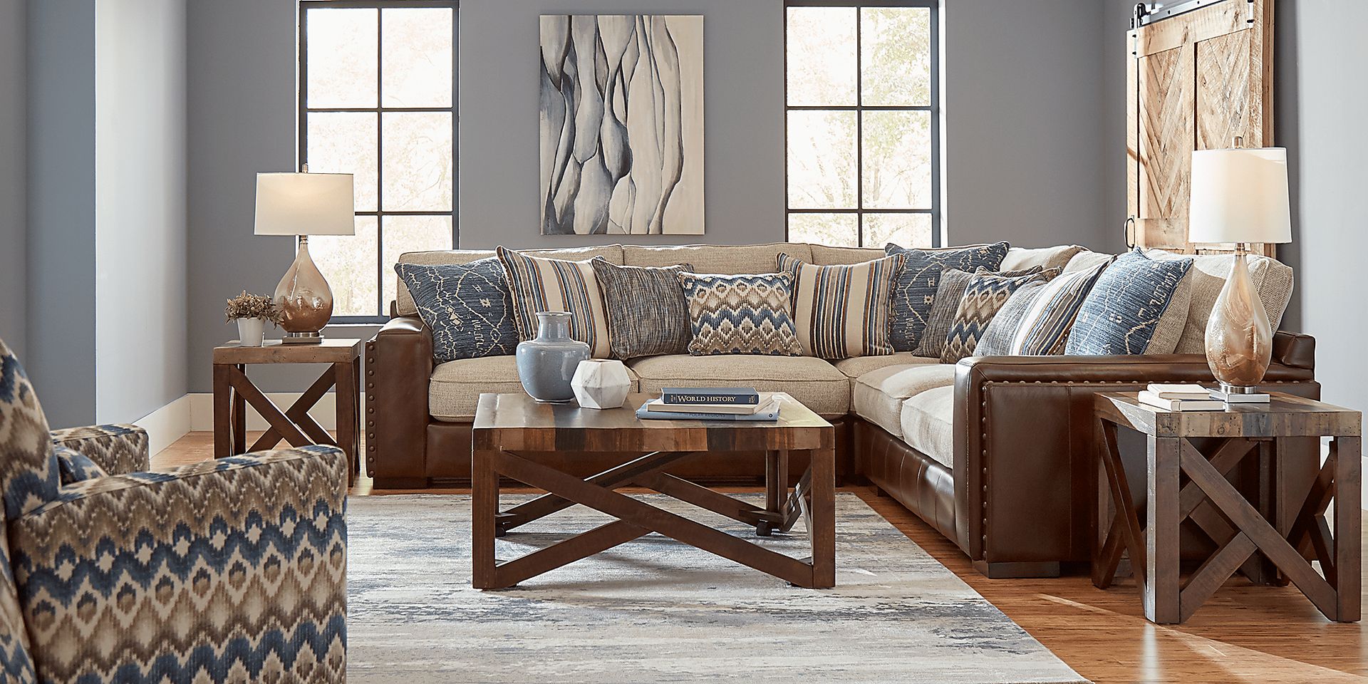 Cindy Crawford Home Telluride Falls Sand 3 Pc Sectional - Image 2