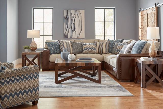 Cindy Crawford Home Telluride Falls Sand 6 Pc Sectional Living Room - Thumbnail - Image 1