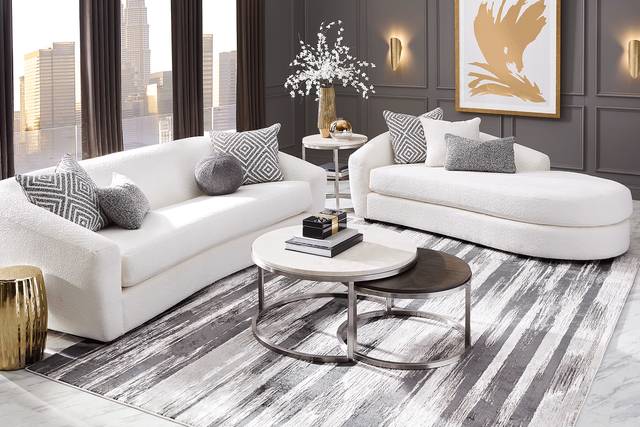 The Swerve White 7 Pc Living Room - Thumbnail - Image 1