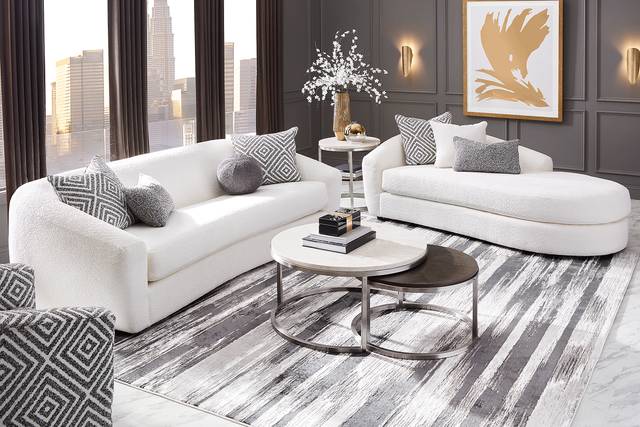 The Swerve White 8 Pc Living Room - Thumbnail - Image 1
