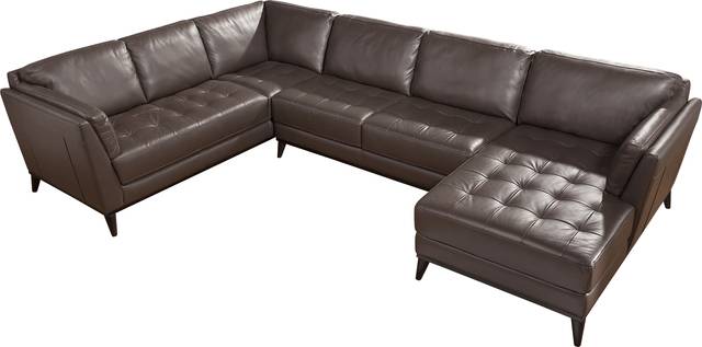 Cindy Crawford Home Thousand Oaks Mushroom 3 Pc Leather Sectional - Thumbnail - Image 1