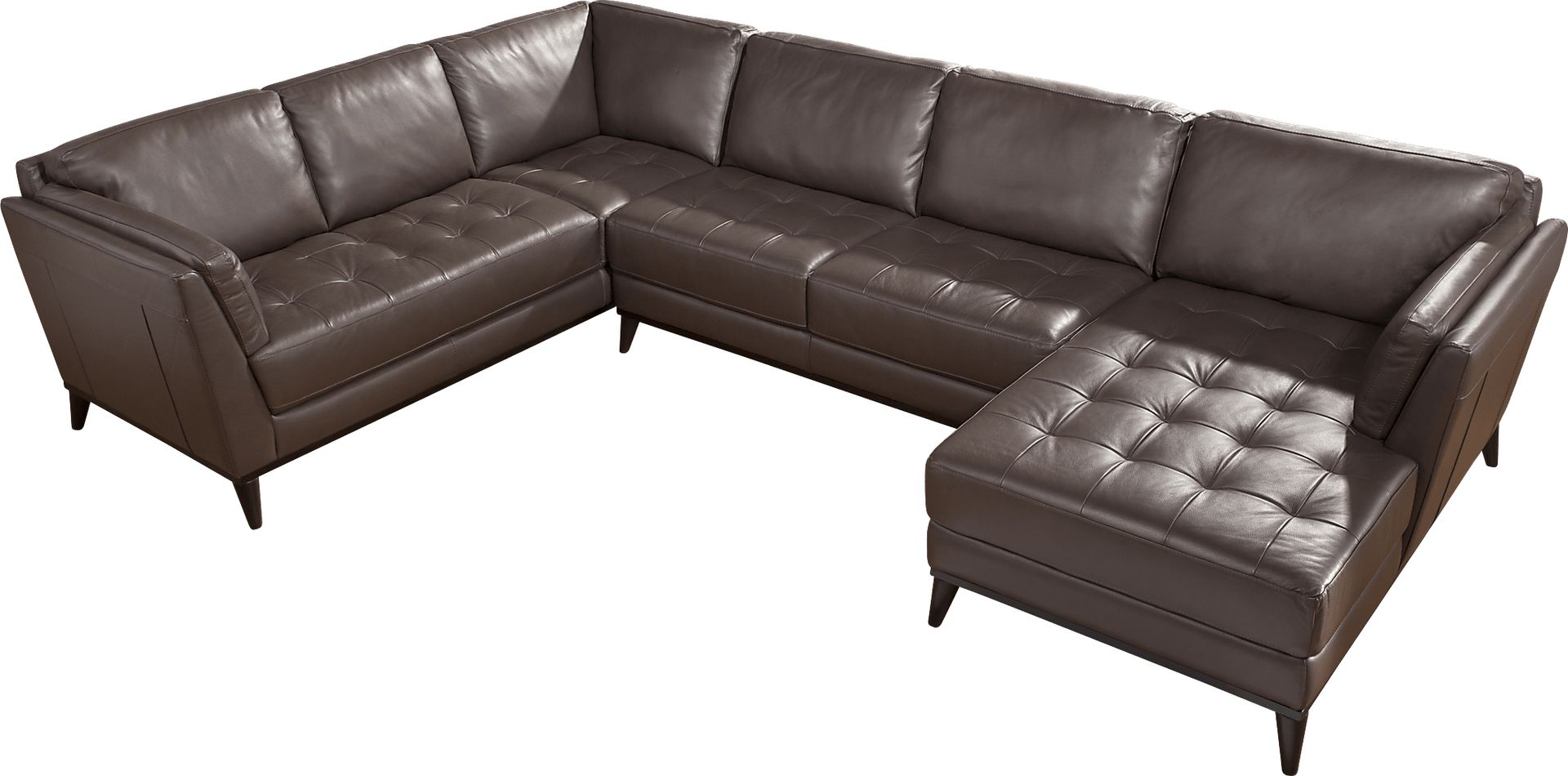 Cindy Crawford Home Thousand Oaks Mushroom 3 Pc Leather Sectional - Image 1