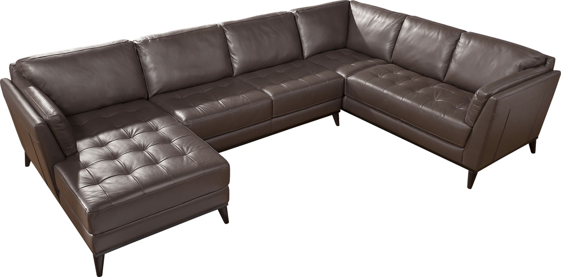 Cindy Crawford Home Thousand Oaks Mushroom 3 Pc Leather Sectional - Image 1