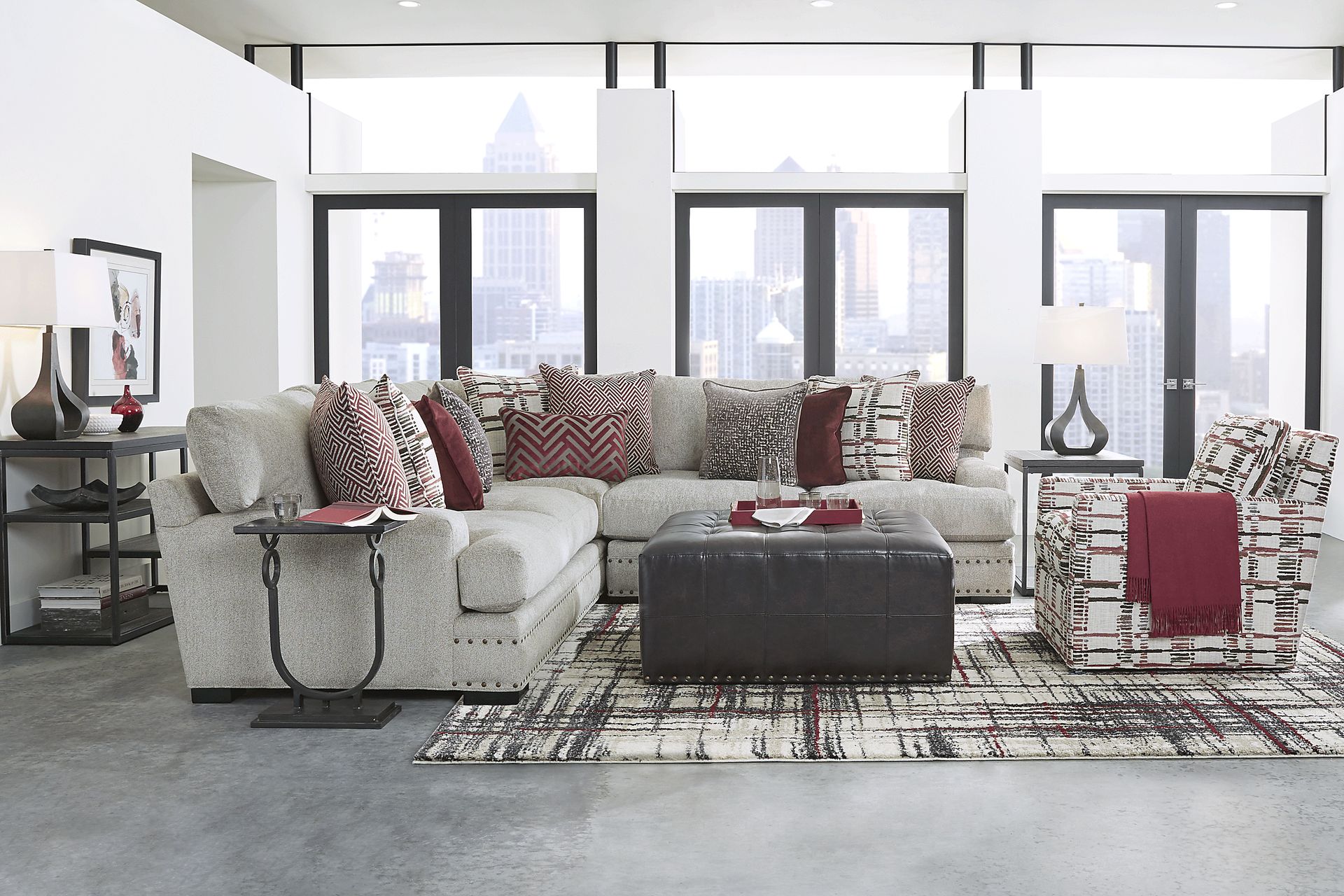 Tribeca Loft Beige 3 Pc Sectional - Image 2